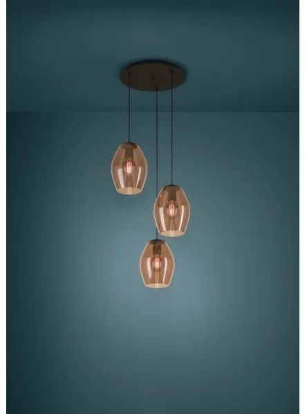 Eglo 390161 - Luster na lanku ESTANYS 3xE27/40W/230V hnedá