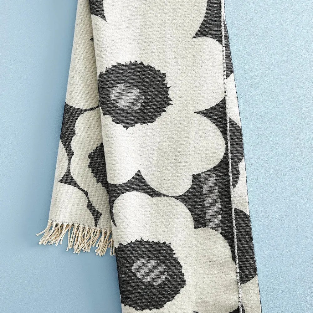 Marimekko Vlnená deka Unikko 130x180cm čierna