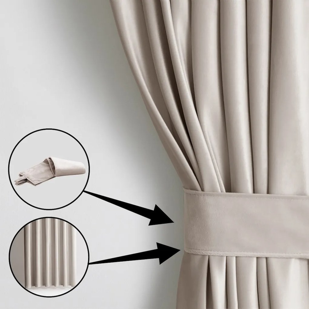 Závěs s multifunkční páskou AmeliaHome Velvet pískově béžový