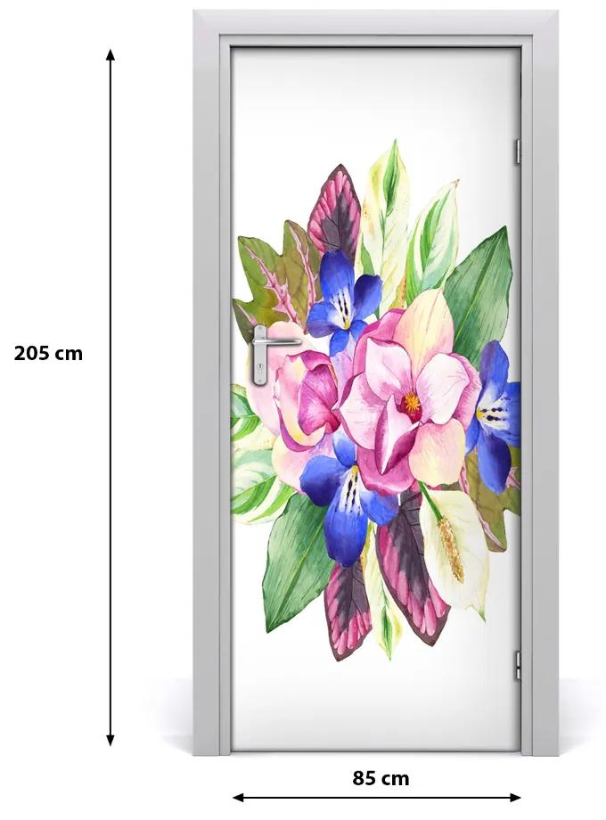 Samolepiace fototapety na dvere kytice kvetov 85x205 cm