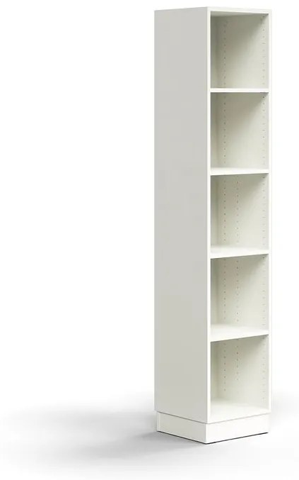 Knižnica QBUS, 4 police, so soklom, 2020x400x400 mm, biela