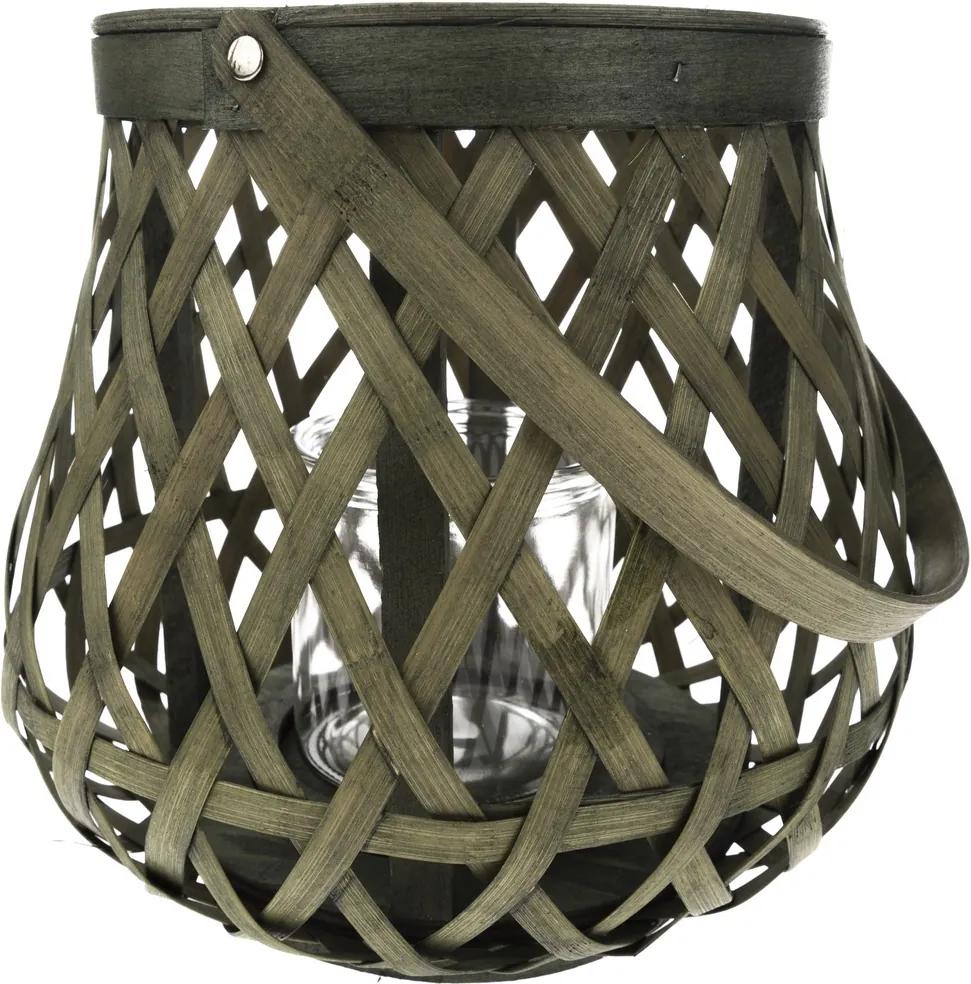 Bambusový lampáš so sklom Boras, 26 x 24 cm