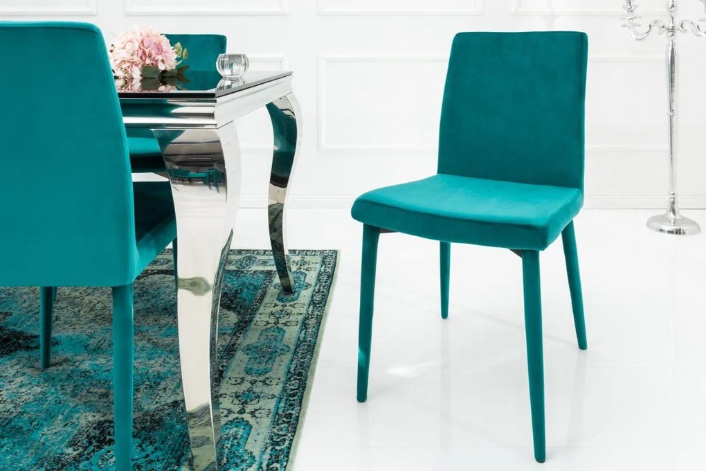 Dizajnová stolička Neapol, modrý zamat