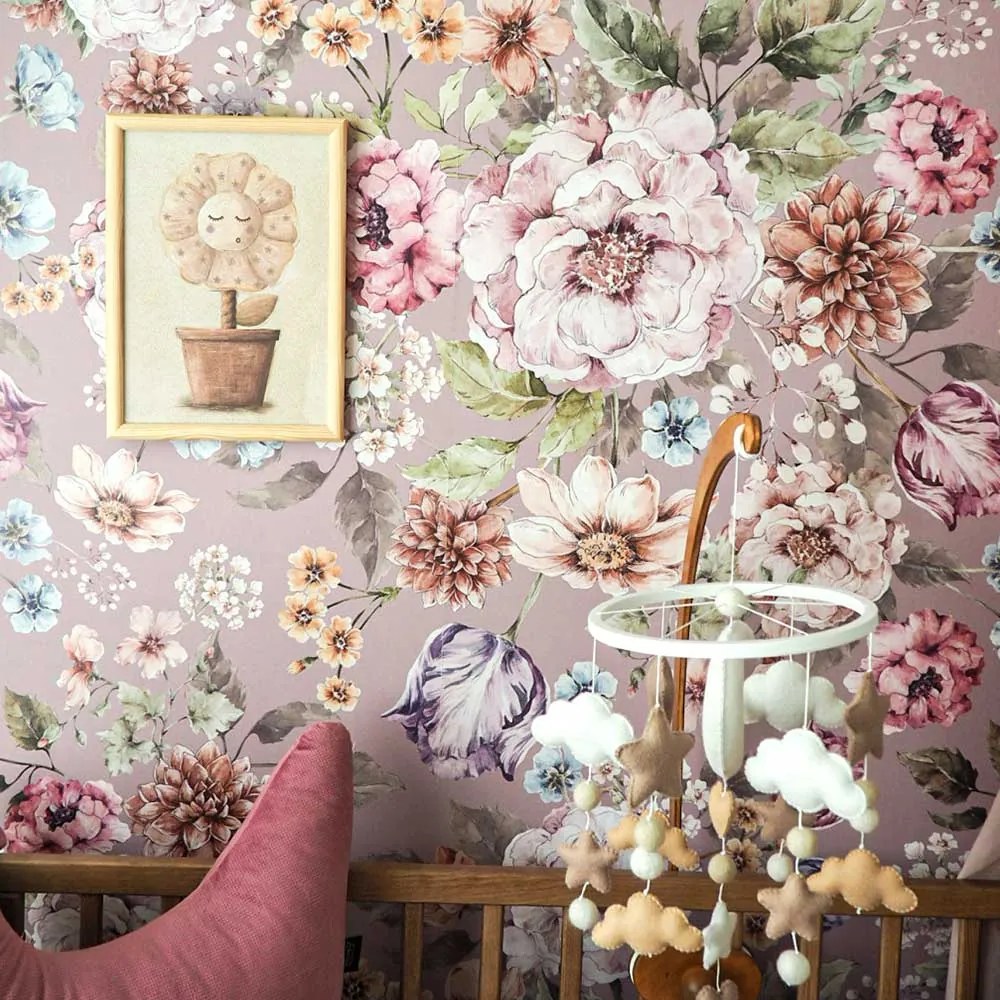 Tapeta kytice kvetov 280x100 cm