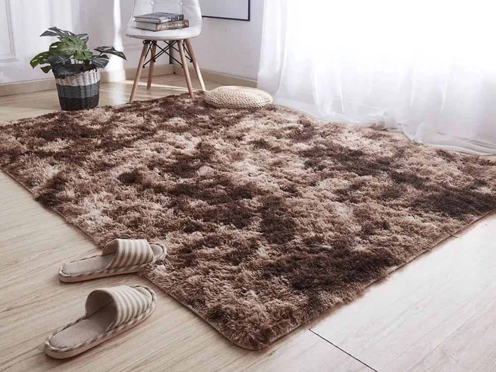 TZ Hnedý obdĺžnikový shaggy koberec Ombre Rozmer: 300x400