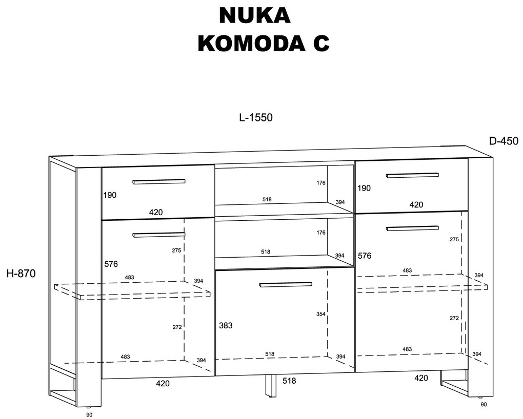 Komoda Nulakka C (dub grande). Akcia -20%. Vlastná spoľahlivá doprava až k Vám domov. 1124970