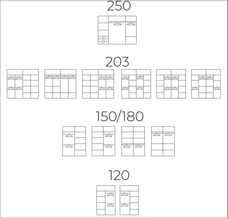 Šatníková skriňa Klasik 250, biela