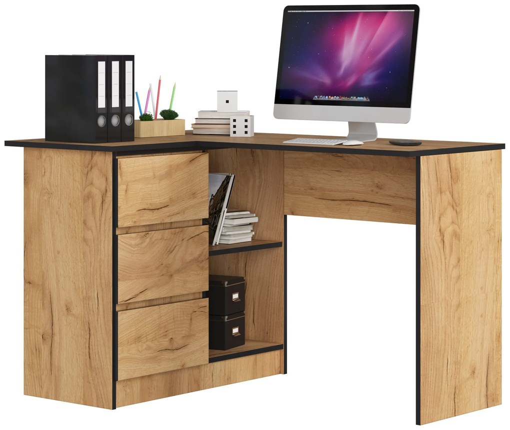 Rohový PC stolík Balcon (dub craft) (L). Akcia -19%. Vlastná spoľahlivá doprava až k Vám domov. 1117062