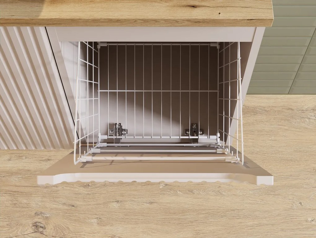 Závesná kúpeľňová skrinka s košom na bielizeň NOVA CASHMERE 40 cm kašmírová