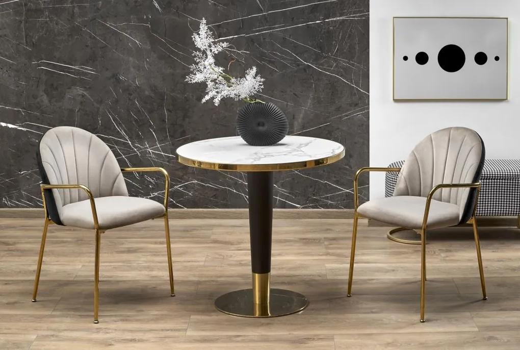 MORATA round table, white marble / black / gold
