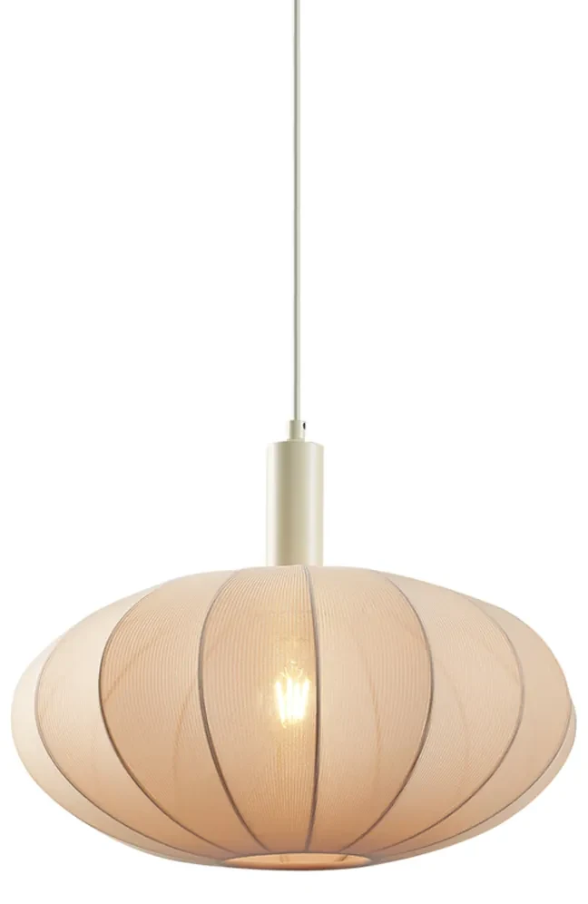 Japandi závesná lampa béžová s látkovým tienidlom - Bida