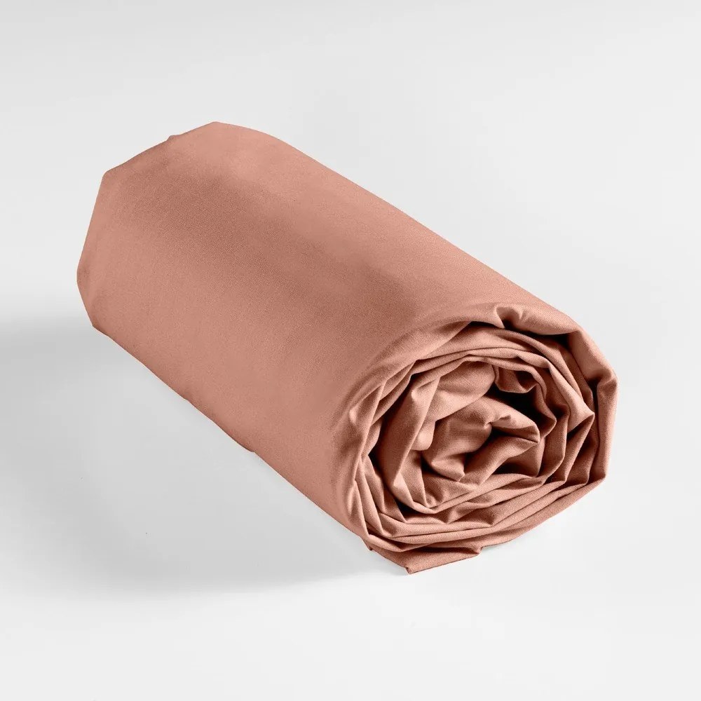 Napínacia bavlnená plachta v lososovej farbe 180x200 cm Lina – douceur d'intérieur