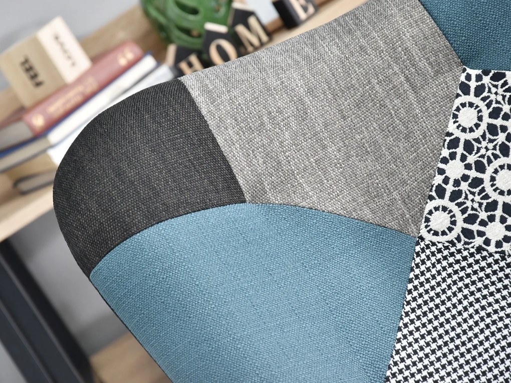Kreslo Nutri (patchwork + čierna). Akcia -21%. Vlastná spoľahlivá doprava až k Vám domov. 1110344