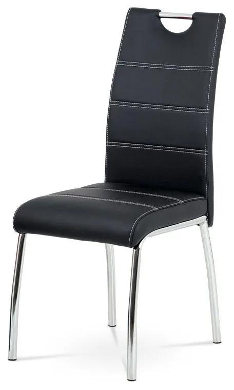 Autronic -  Jedálenská stolička HC-484 BK čierna ekokoža, biele prešitie