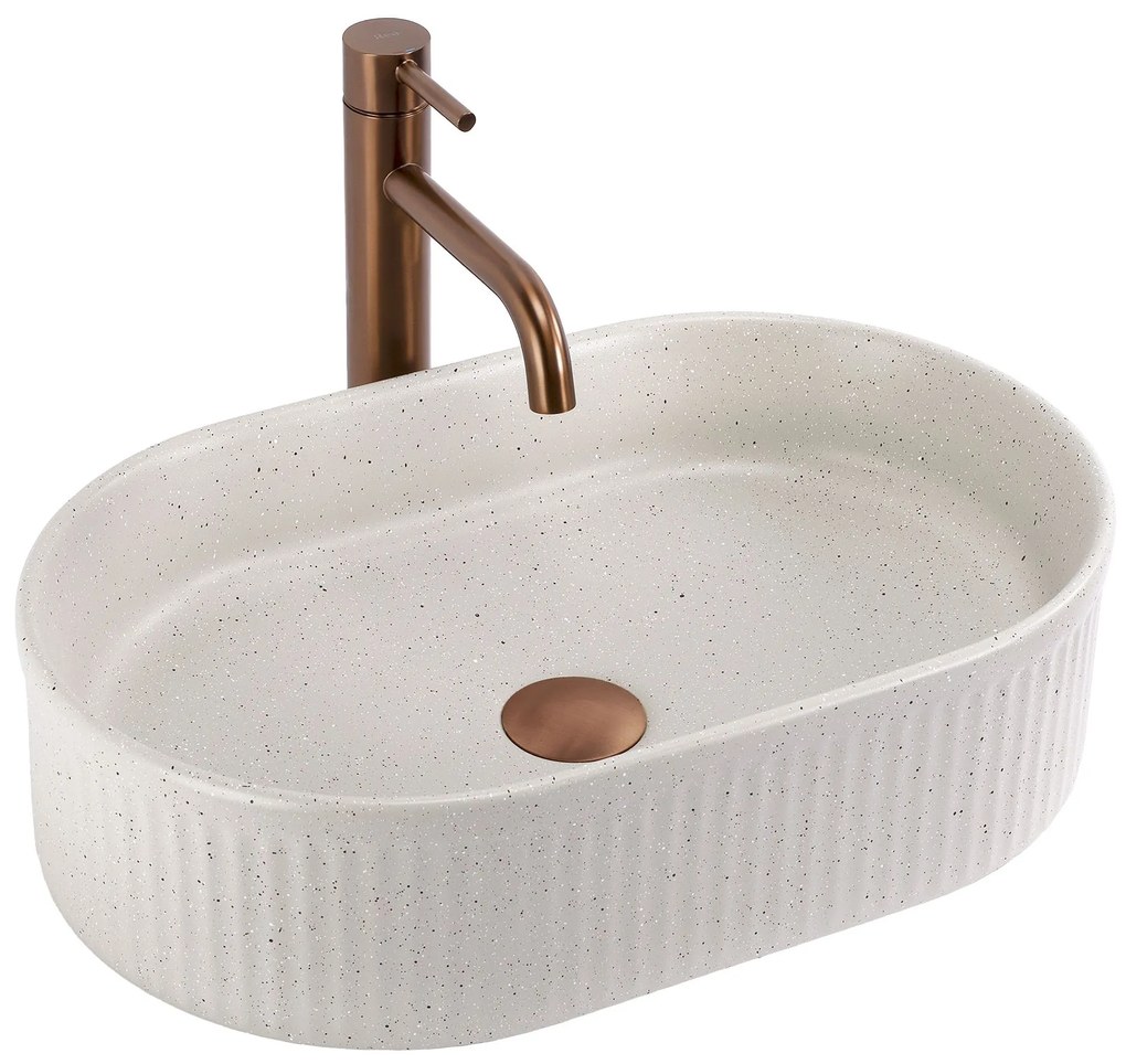 Rea Vanda, umývadlo na dosku 490x310x130 mm, béžová-imitácia kameňa, REA-U7342