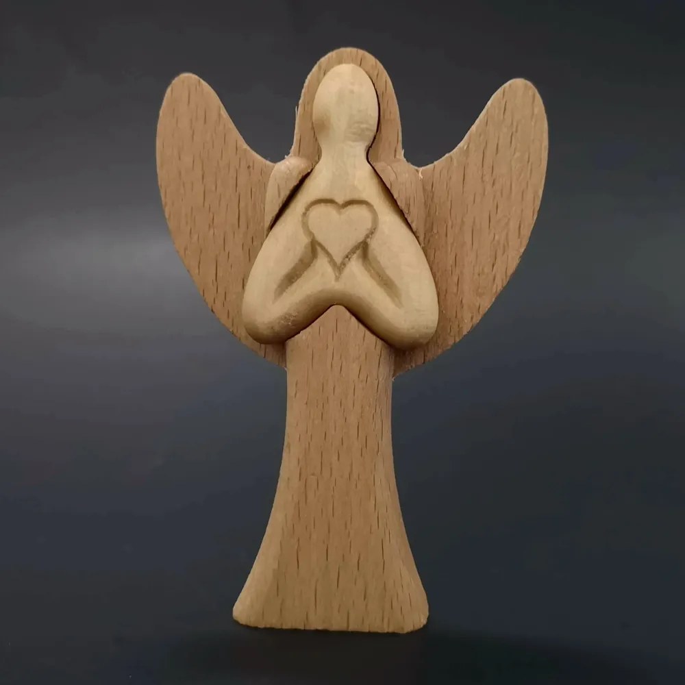 AMADEA Drevený anjel, masívne drevo, výška 10 cm