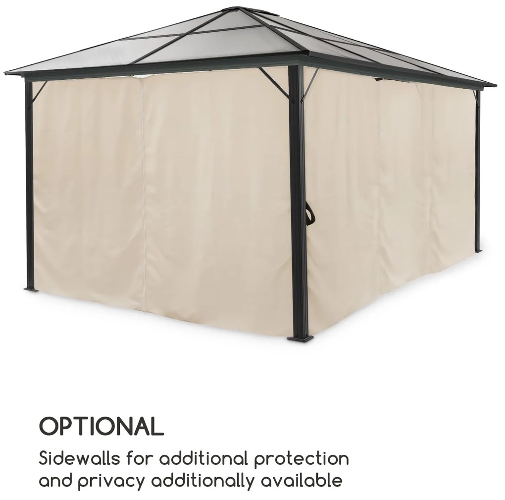 Blumfeldt Pantheon Solid Sky Ambient Solar, altánok so strechou, 3 x 4 m, polykarbonát, hliník, osvetlený