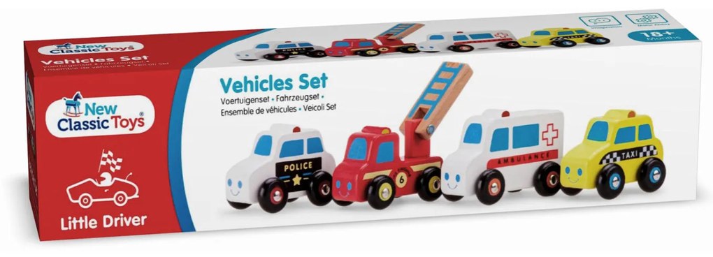 Súprava drevených mini vozidiel - 4 ks