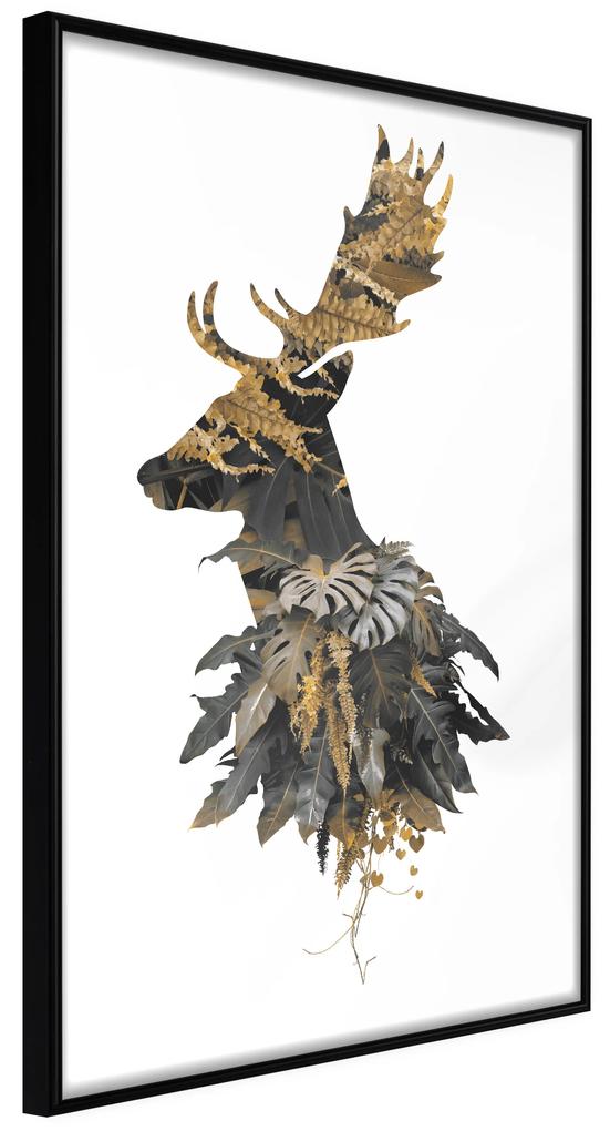 Artgeist Plagát - Forest Deer [Poster] Veľkosť: 20x30, Verzia: Zlatý rám s passe-partout