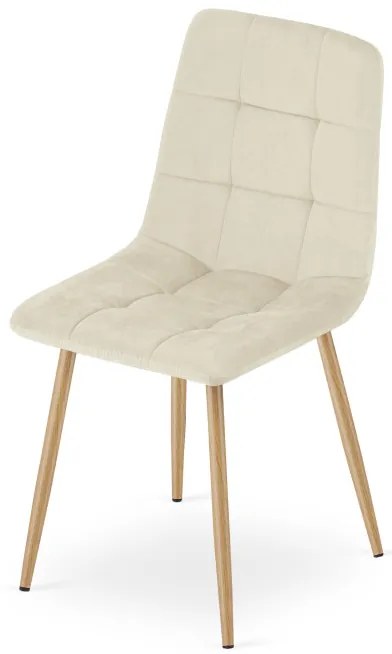 Jedálenská stolička KARA zamat svetlobéžová (naturálne nohy)