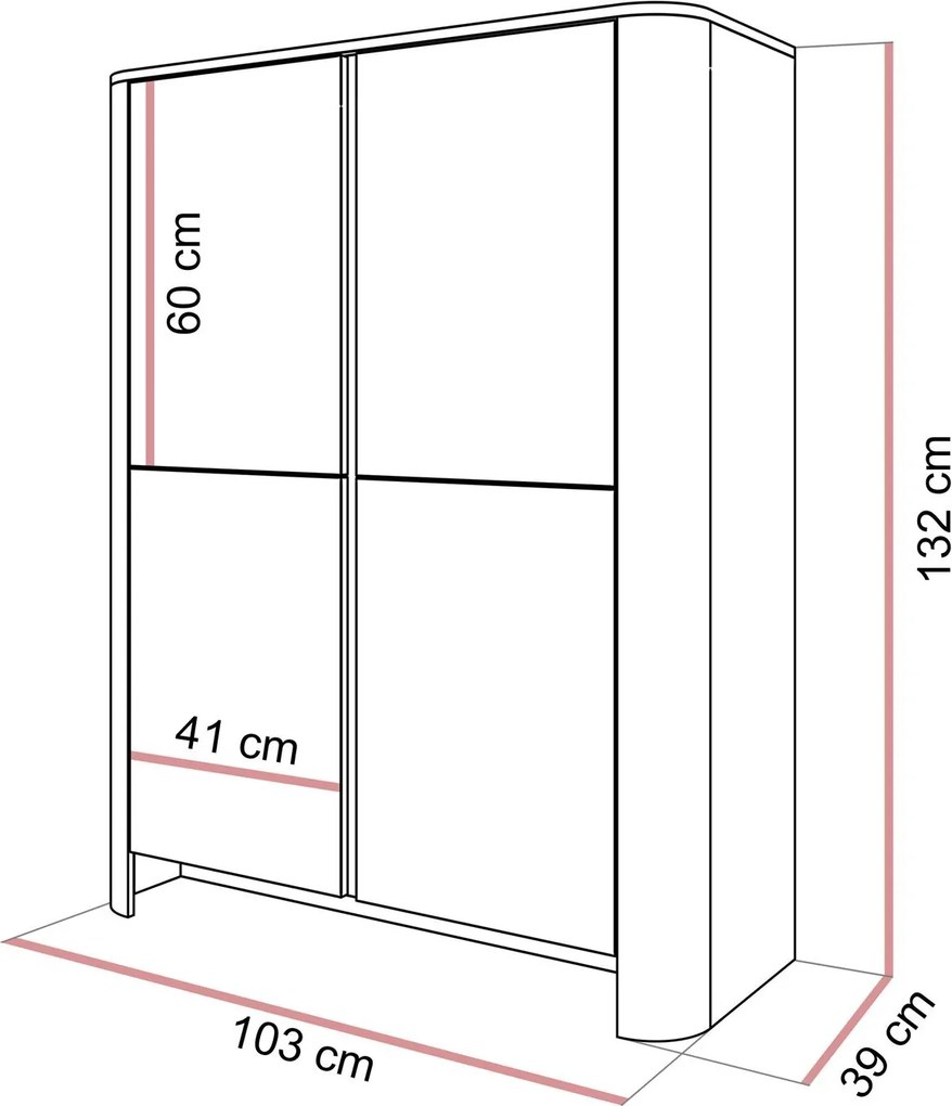 Dizajnová komoda HARLEM kašmír 103 cm kašmír