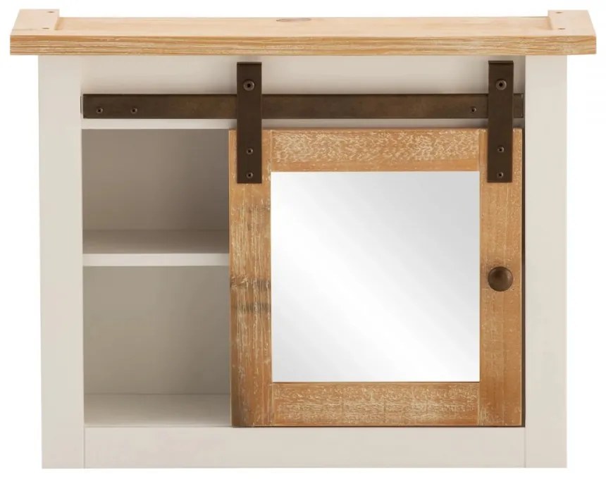 furniture-nabytek.cz - Masívna skrinka so zrkadlom Capera, borovica / MDF, lakovaná, biela / hnedá