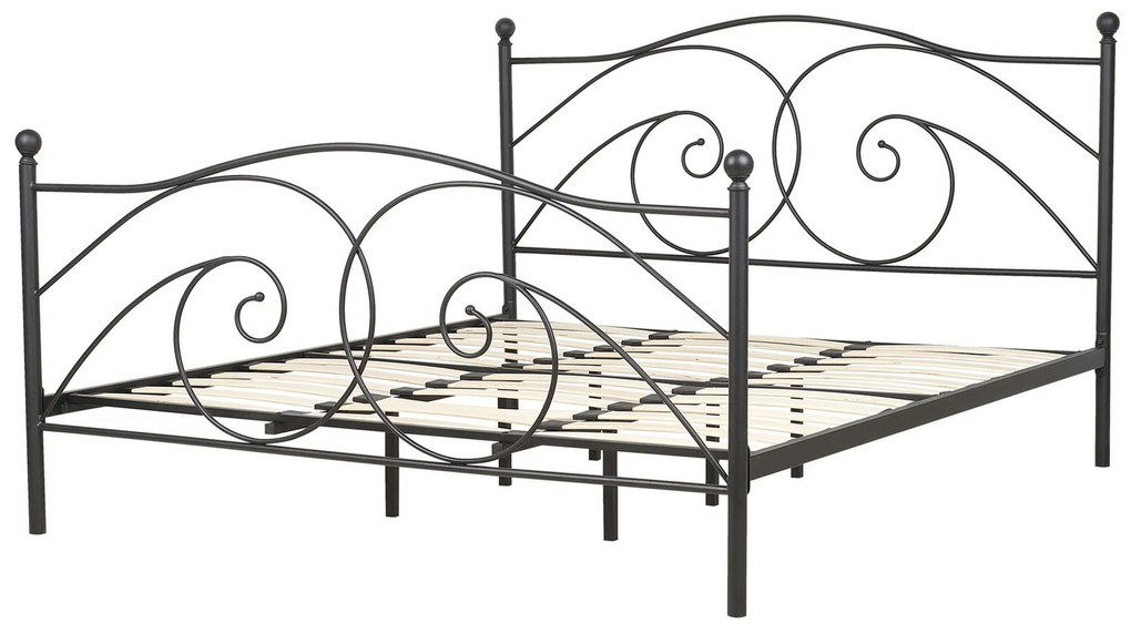 Čierna kovová posteľ s rámom 180 x 200 cm DINARD Beliani
