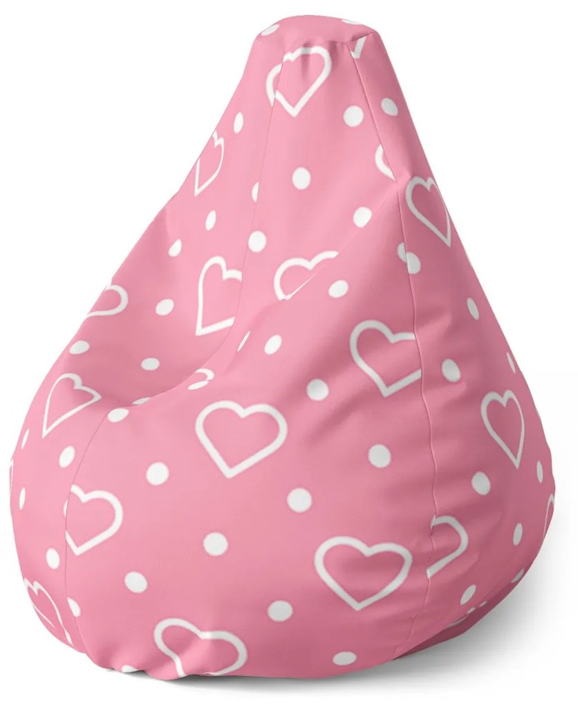 Sablio Sedací vak Pear Srdce a bodky - 140 x 100 x 25 cm