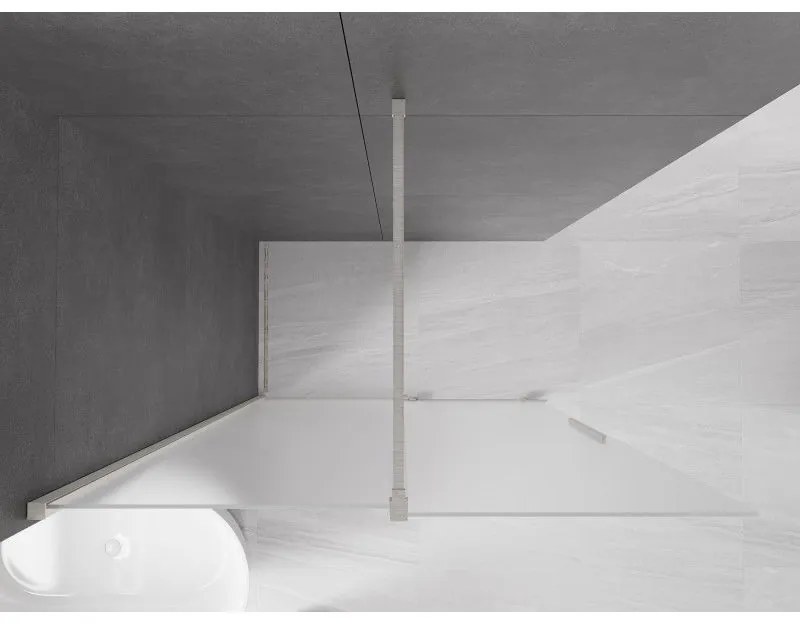 Mexen Velar, sprchová zástena s posuvnými dverami Walk-in 140 x 200 cm, 8mm sklo námraza, brúsená oceľ, 871-140-000-33-97