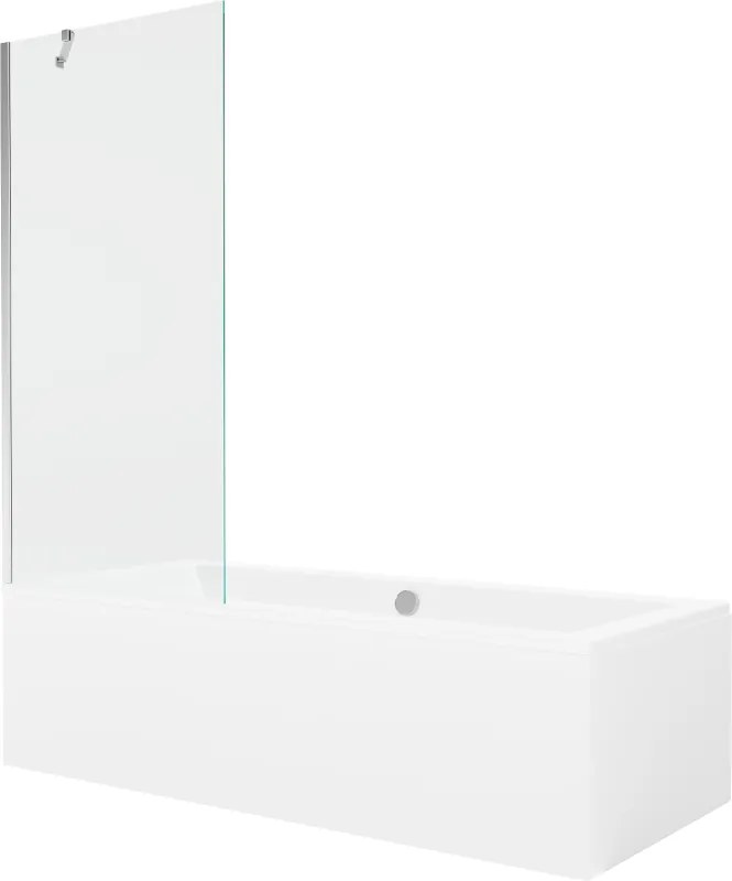 Mexen Cube obdĺžniková vaňa 170 x 80 cm s obkladom a 1-krídlovou sprchovou zástenou 80 cm, Transparentné, Chrómová - 550517080X9