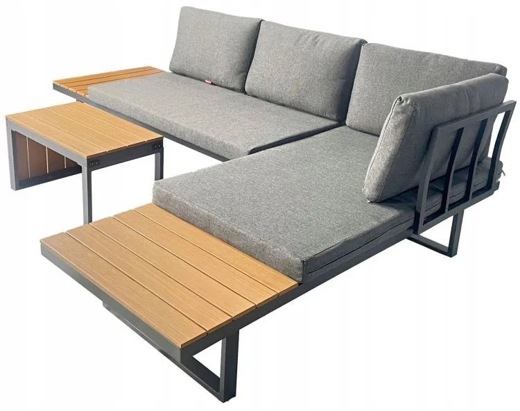 ZÁHRADNÝ SET NORM 175 x 78 + STOLÍK HNEDÝ + SIVÝ