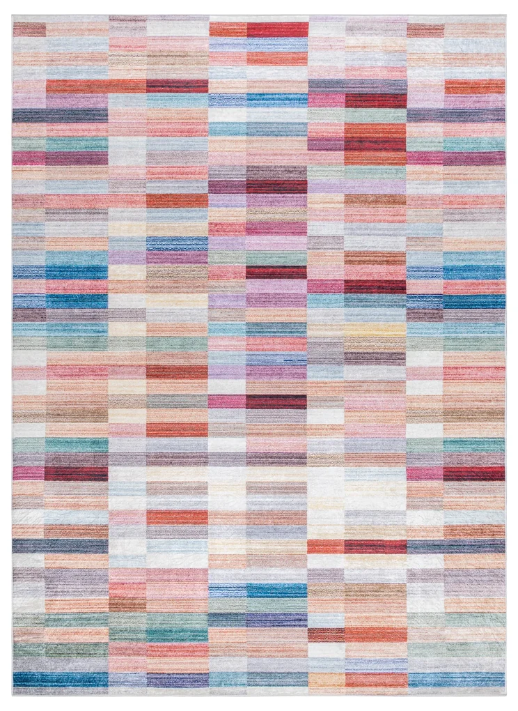 ANDRE Farebný prateľný koberec ružovo-modrý, rozmer 120x170 cm