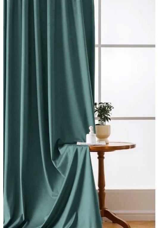 Zatemňovací záves VELVET 140x250 cm, tyrkysový Zavesenie: Kovové krúžky