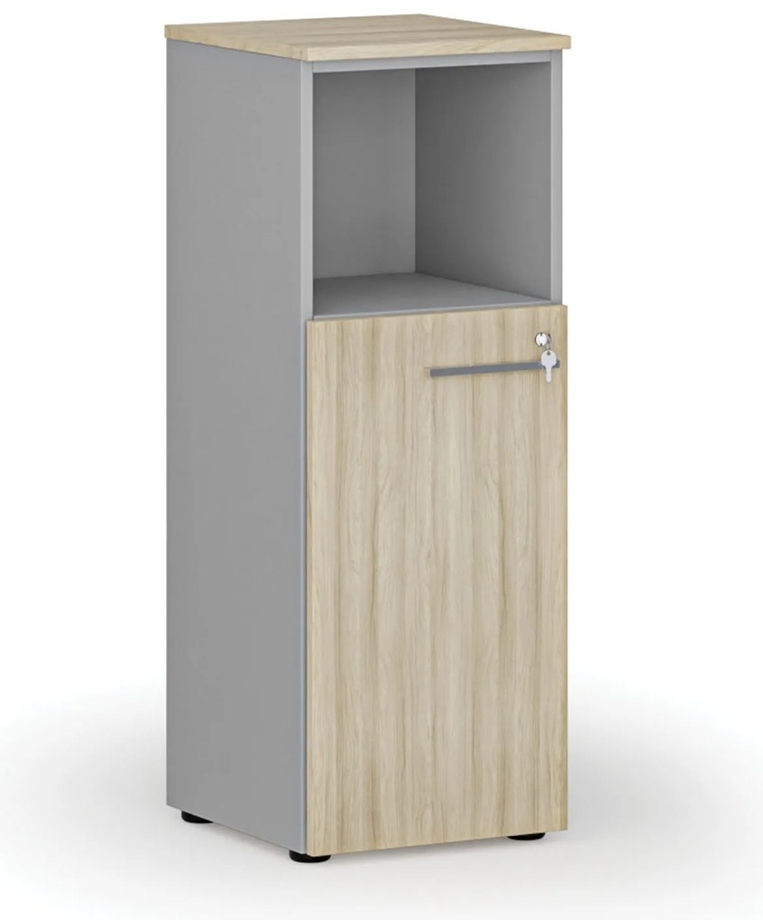 Kombinovaná kancelárska skriňa PRIMO GRAY, 400 x 420 x 1087 mm, sivá/dub prírodný