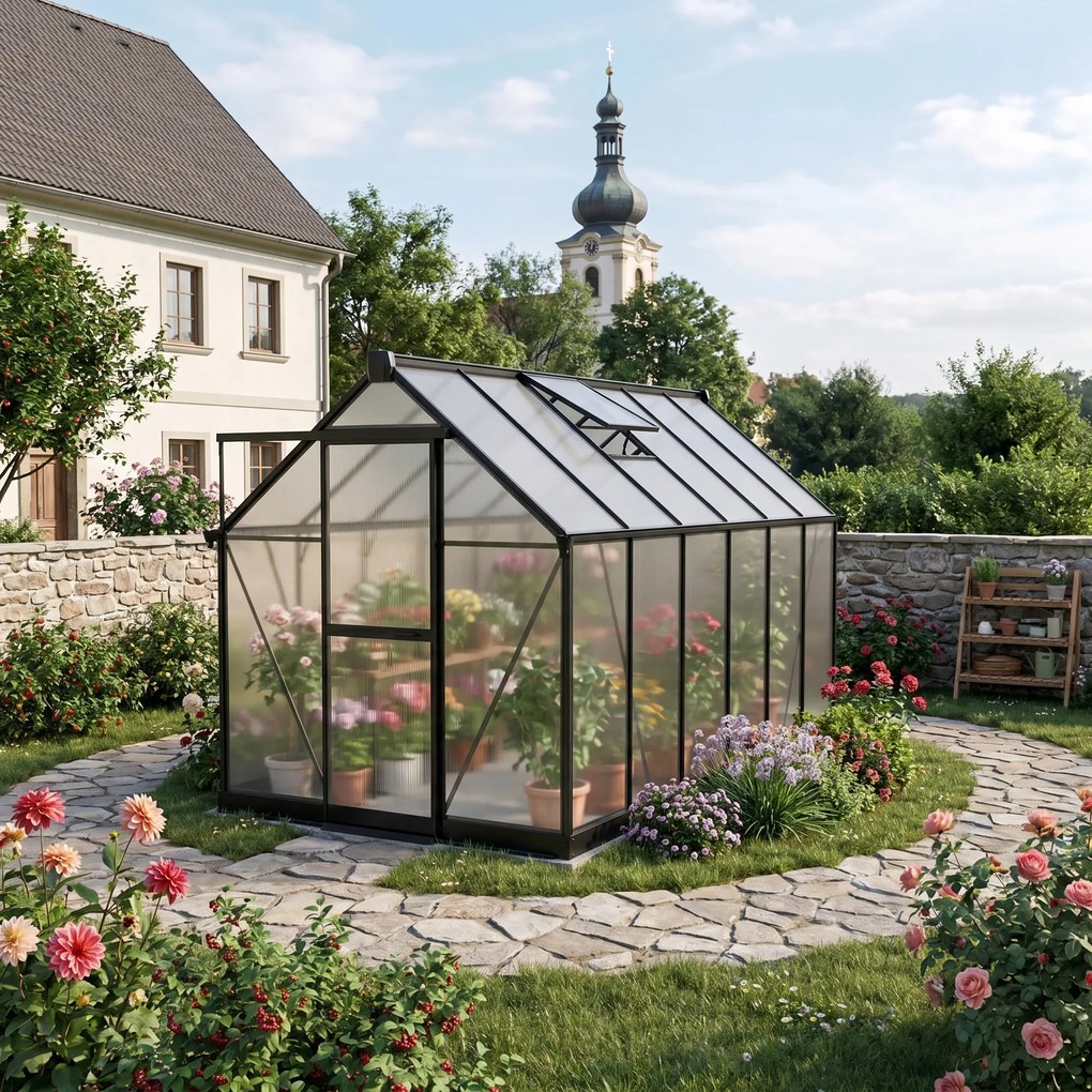 Skleník 210 x 183 x 360 cm, zosilnená konštrukcia, polykarbonát 6 mm