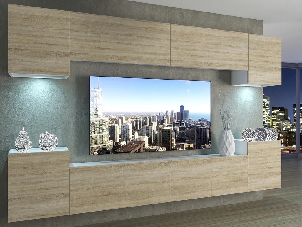 Obývacia stena 300 cm Belini dub sonoma Imperium4 IMP 4/5/W/DS/0/0