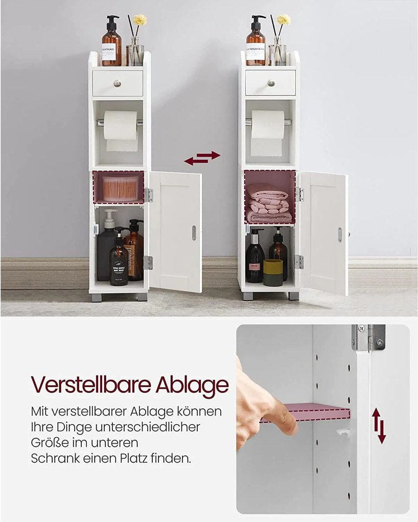 Kúpeľňová skrinka s držiakom na toaletný papier, biela