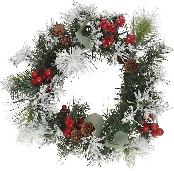 Vianočný veniec s vianočnými bobuľami a námrazou 30 cm