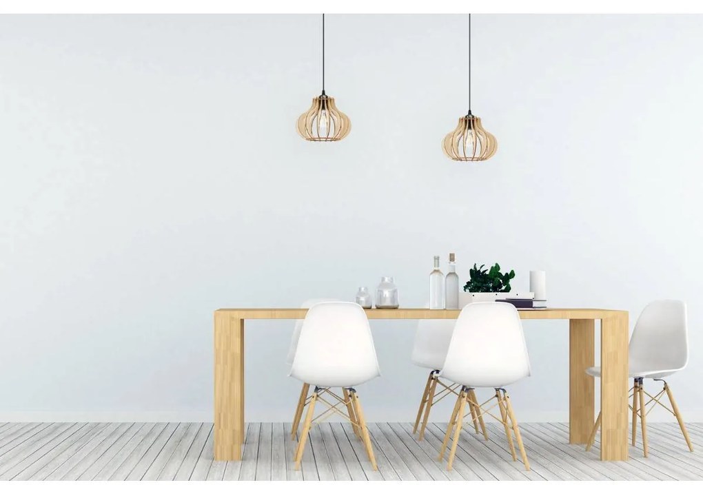 Závesné svietidlo Timber 3, 1x drevené tienidlo, m