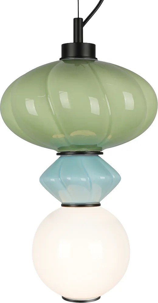 Závesné svietidlo Ascoli, 1x zelené/modré/biele sklenené tienidlo, b
