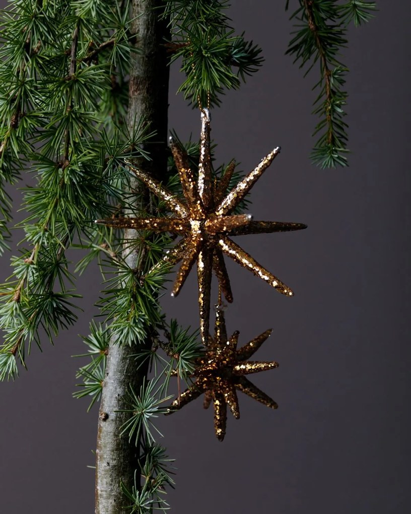 House Doctor Vianočná ozdoba Spike Small Brown Glitter – set 4 ks