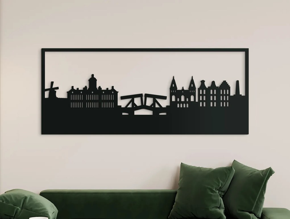 drevko Obraz Amsterdam Rozmer obrazu: 37 x 89 cm, Farba dekorácie: Čierna