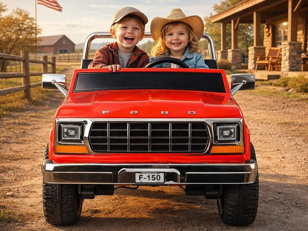 JOKOMISIADA Dvojmiestne autíčko na batériu klasický Ford Bronco Pickup červené PA0338
