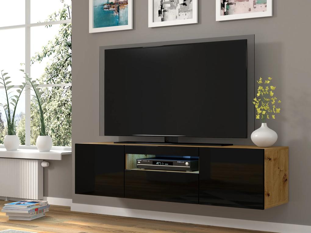 TV stolík/skrinka Aurora (dub artisan + čierna). Vlastná spoľahlivá doprava až k Vám domov. 1057685