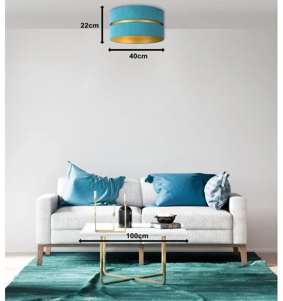 Duolla - Stropné svietidlo DUO 1xE27/40W/230V pr. 40 cm tyrkysová/zlatá