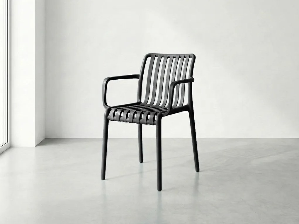 Plastová stolička TREGO s opierkami, antracitová