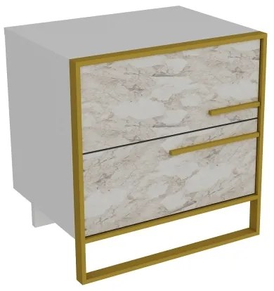 Nočný stolík POLKA 51,8x50 cm zlatá/biela