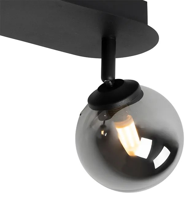 Moderné bodové svetlo čierne s dymovým sklom 2-žiarovkové - Atény