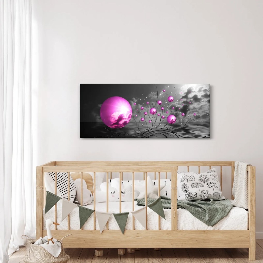 Obraz ružových gulí (120x50 cm)