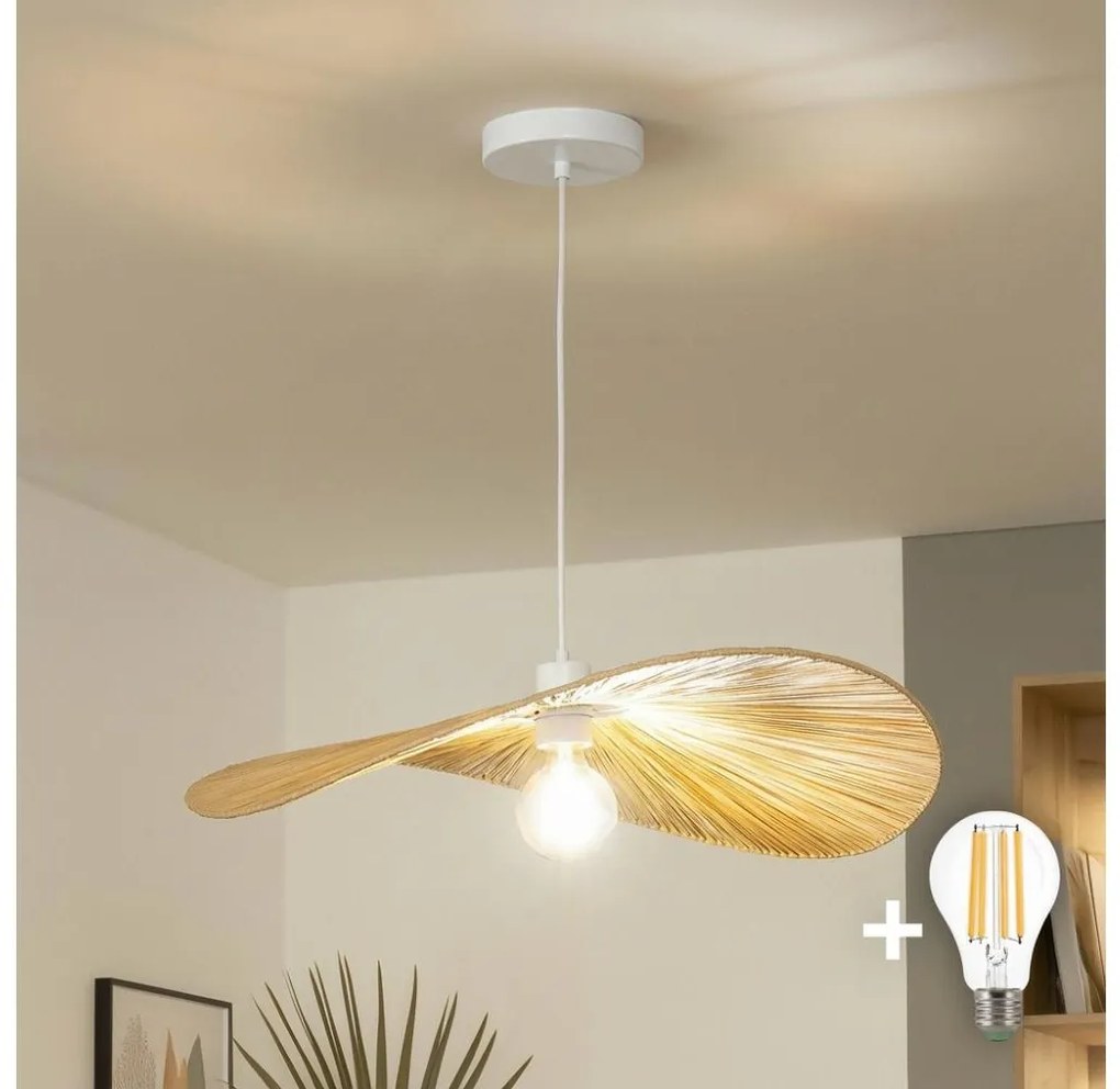 Brilagi - LED viseči lestenec CERIA BOHO na vrvici 1xE27/40W/230V Ø 60 cm, rafija